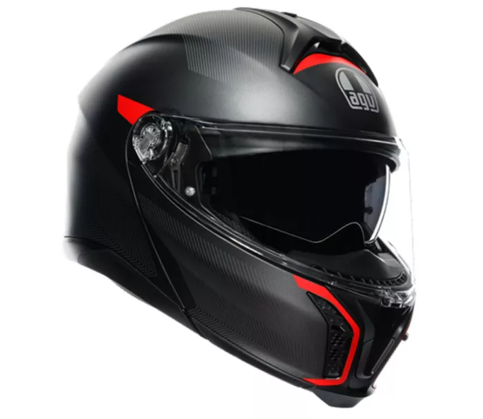 Helma na moto AGV TOURMODULAR MULTI MPLK FREQUENCY MATT GUNMETAL/RED