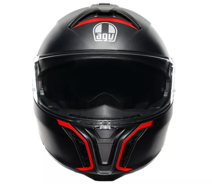 Helma na moto AGV TOURMODULAR MULTI MPLK FREQUENCY MATT GUNMETAL/RED