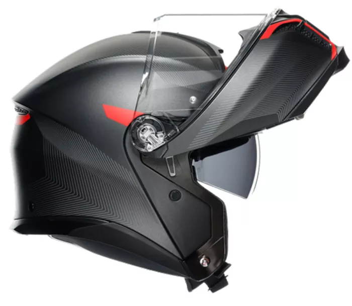 Helma na moto AGV TOURMODULAR MULTI MPLK FREQUENCY MATT GUNMETAL/RED