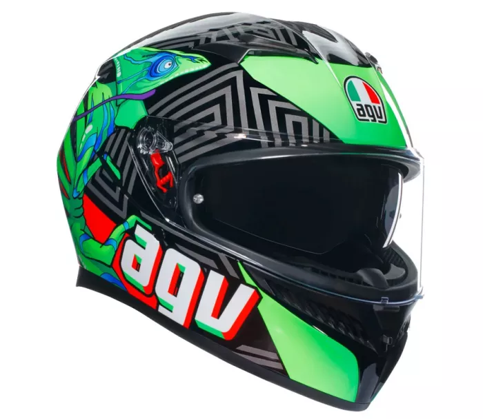 Helma na moto AGV K3 E2206 KAMALEON BLACK/RED/GREEN