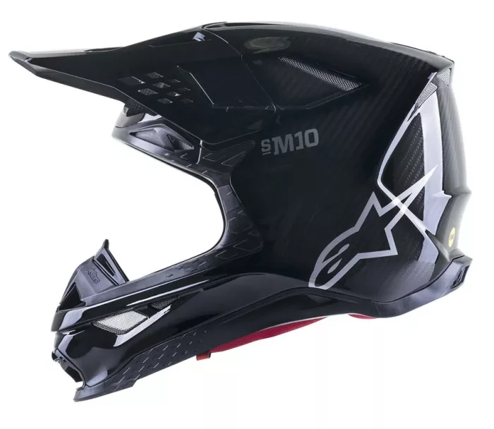 Motokrosová prilba Alpinestars S-M10 Supertech Solid black/glossy carbon