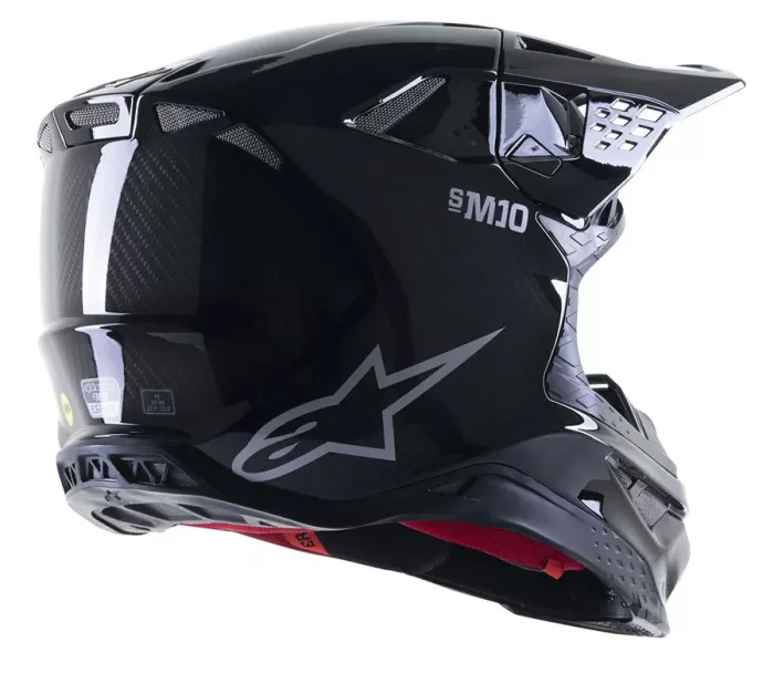 Motokrosová prilba Alpinestars S-M10 Supertech Solid black/glossy carbon