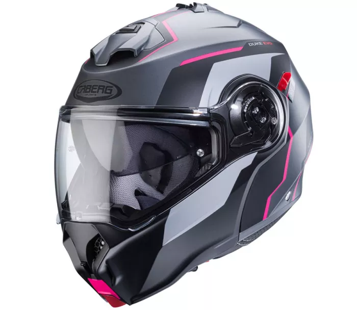 Helma na moto Caberg Duke Evo Move matt gun metal/black/fuchsia