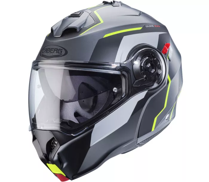 Helma na moto Caberg Duke Evo Move matt gun metal/black/yellow fluo