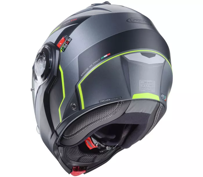 Helma na moto Caberg Duke Evo Move matt gun metal/black/yellow fluo