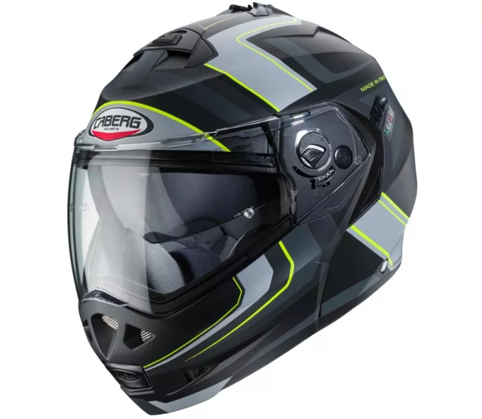 Helma na moto Caberg Duke II Tour matt black/yellow fluo/anthracite/silver