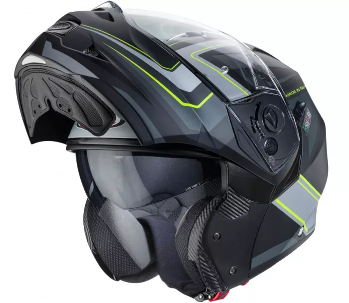 Helma na moto Caberg Duke II Tour matt black/yellow fluo/anthracite/silver