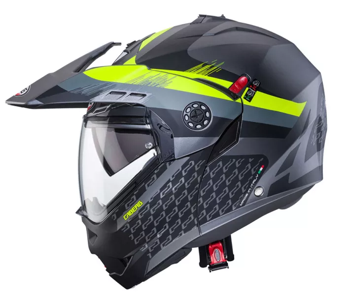 Helma na moto Caberg Tourmax X Sarabe matt gun metal/black/yellow fluo