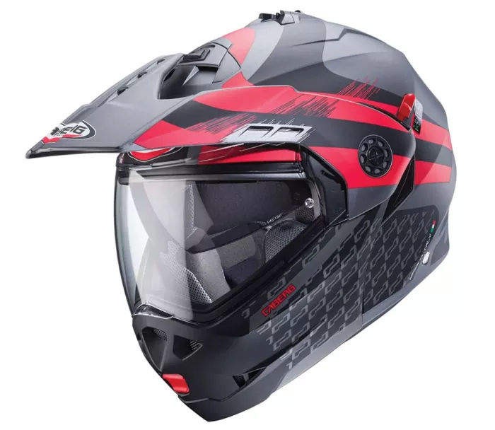 Helma na moto Caberg Tourmax X Sarabe matt gun metal/black/red