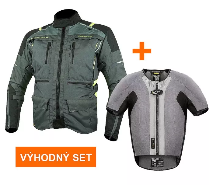 Výhodný set: Nazran Cavell Tech-Air black/grey/fluo pánská + Alpinestars Tech-Air 5 vesta