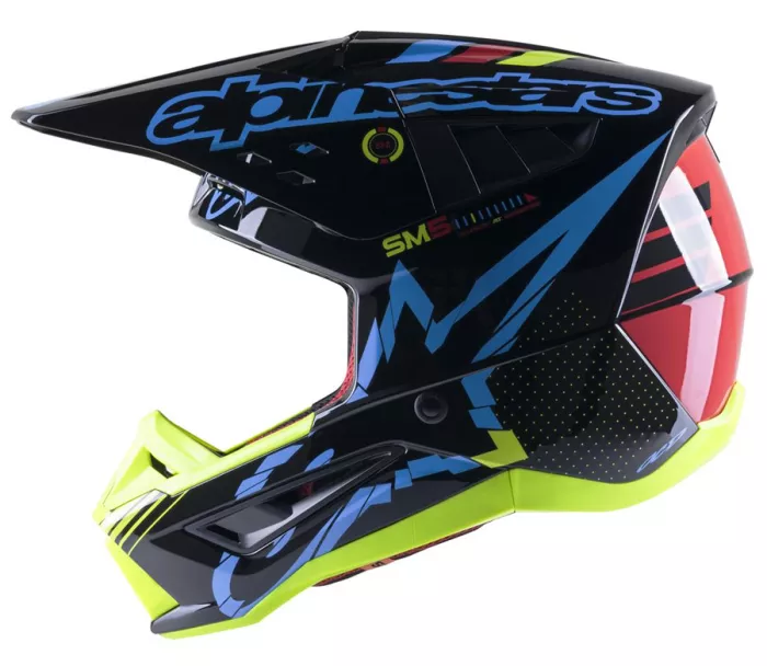 Motokrosová helma Alpinestars S-M5 Action black/cyan/yellow glossy