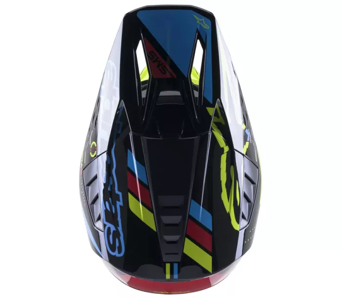 Motokrosová helma Alpinestars S-M5 Action black/cyan/yellow glossy