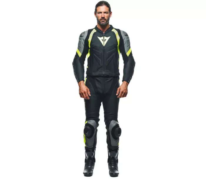 Kombinéza na moto Dainese AVRO 4 BLACK-MATT/CHARCHOAL/FLUO/YELLOW