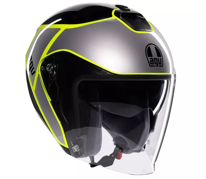 Otvorená prilba AGV IRIDES E2206 DAVAO BLACK/GREY/YELLOW FLUO