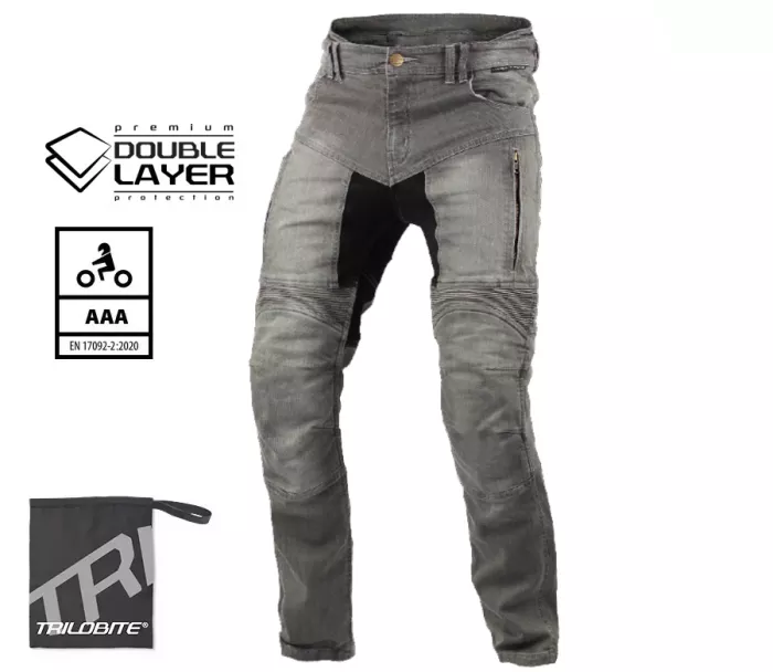 Pánske džínsy na moto Trilobite Parado doublelayer AAA slim fit light grey level 2