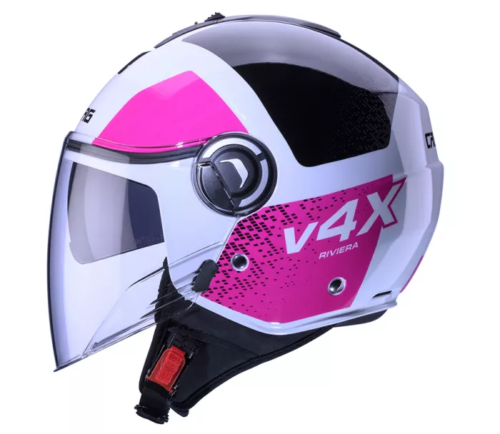 Otvorená helma Caberg Riviera V4X Alpha white/fuchsia/black