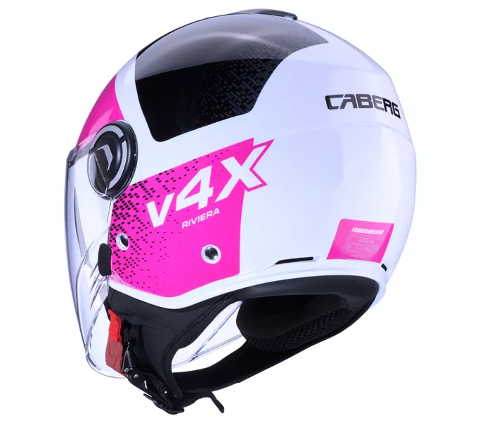 Otvorená helma Caberg Riviera V4X Alpha white/fuchsia/black