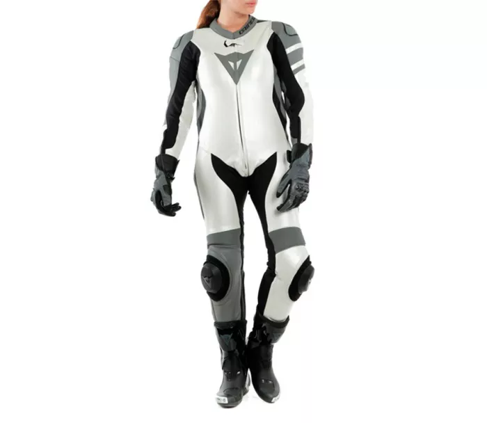 Kombinéza na motorku Dainese KILLALANE pearl white / charcoal gray / black