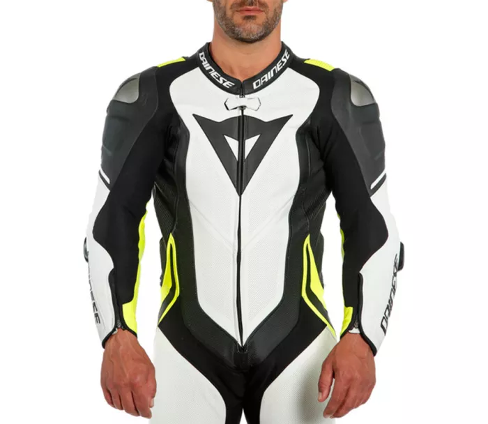 Kombinéza na motorku Dainese LAGUNA SECA 4 WHITE/BLACK/FLUO YELLOW