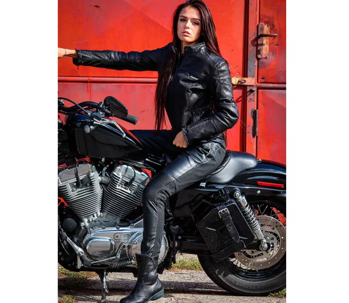 Dámske kožené legíny na moto Trilobite leggins black