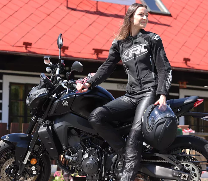 Dámske kožené legíny na moto Trilobite leggins black