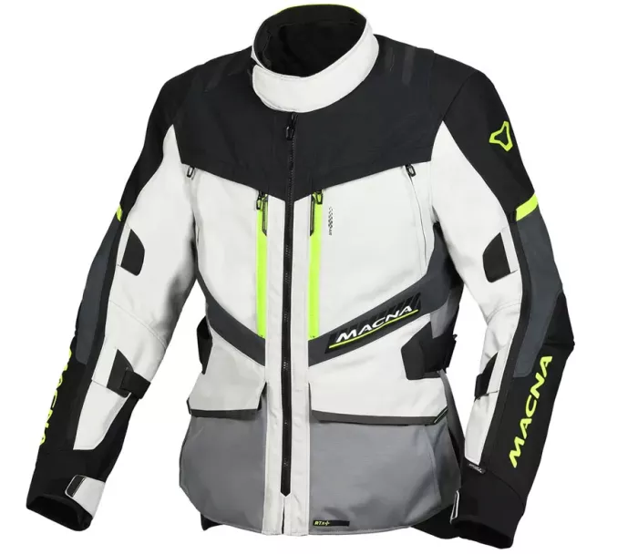 Bunda na moto Macna Domane light grey/grey/fluo yellow men