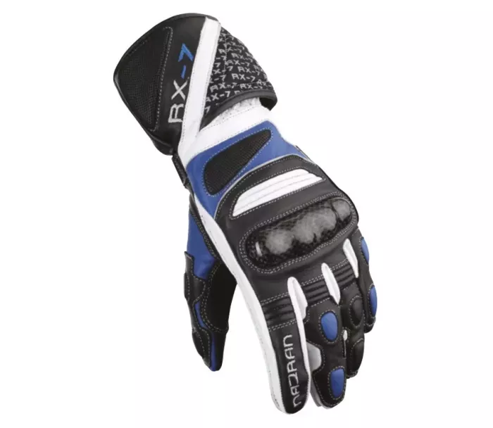 Rukavice na motorku Nazran RX-7 black/white/blue vel. XS