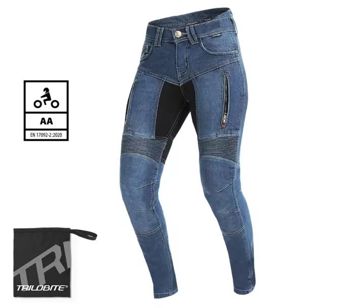 Dámske džínsy na moto Trilobite Parado skinny fit blue level 2