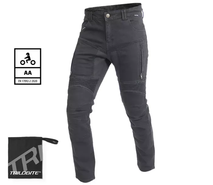 Pánske džínsy na motocykel Trilobite Parado skinny fit black level 2