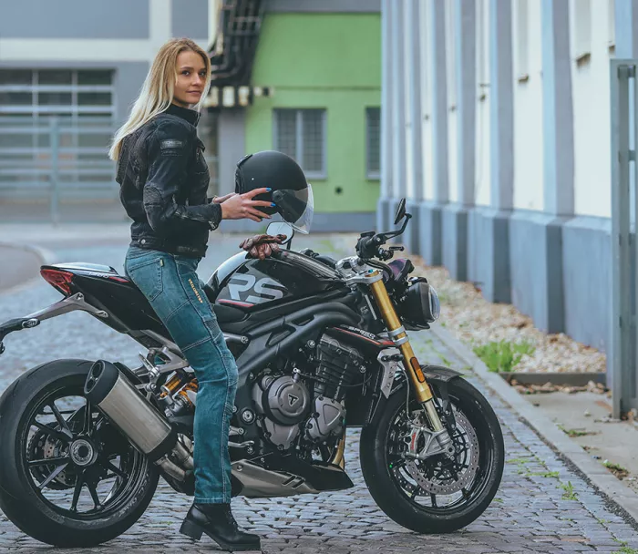 Dámske kevlarové džínsy na moto Trilobite Parado Recycled blue