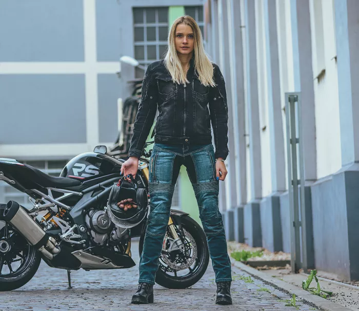 Dámske kevlarové džínsy na moto Trilobite Parado Recycled blue