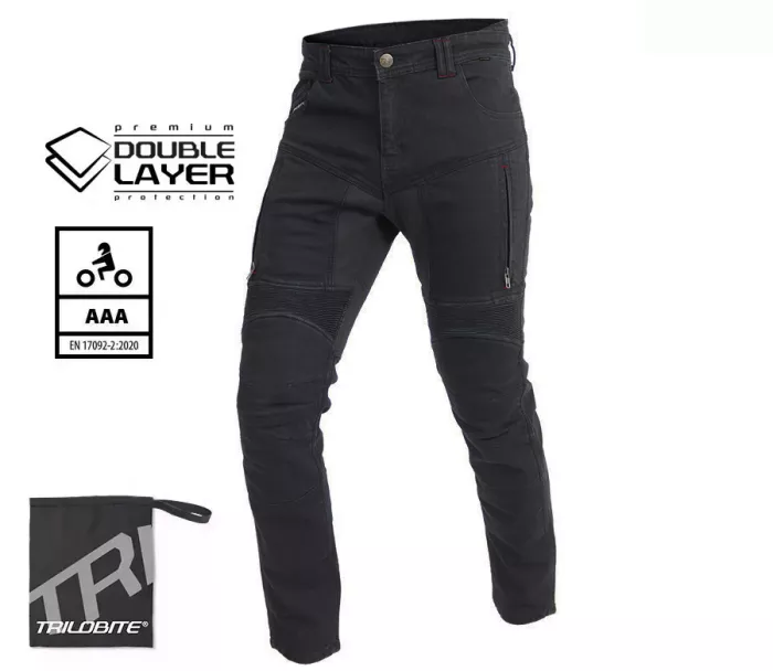 Pánske džínsy na moto Trilobite Parado doublelayer AAA skinny fit black level 2