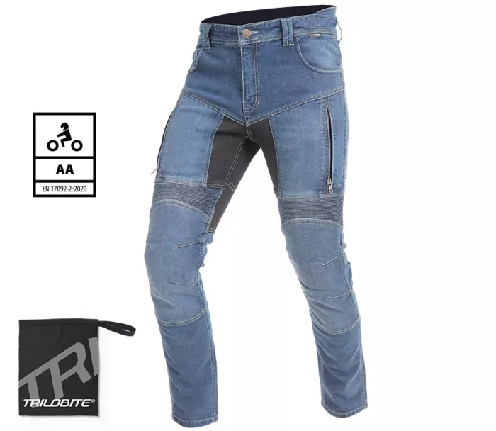 Pánske džínsy na moto Trilobite Parado skinny fit blue level 2