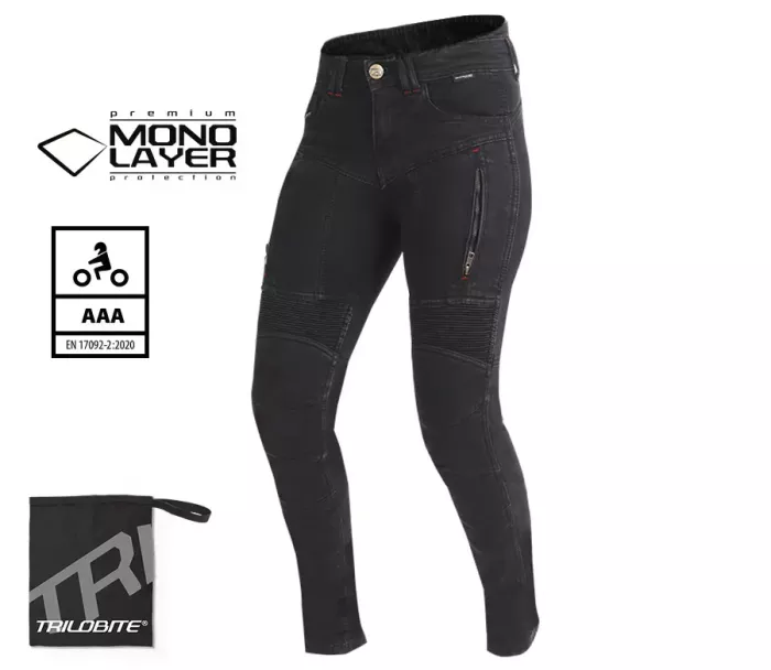 Dámske nohavice na moto Trilobite Parado monolayer AAA slim fit jeans black