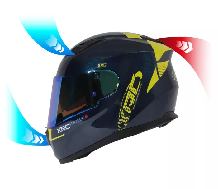 Motocyklová prilba XRC Pure GP 6 modrá/žltá fluo