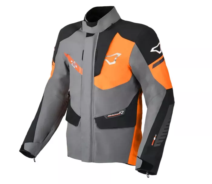 Pánska bunda na moto Macna Synchrone Night Eye grey/orange/black