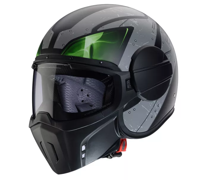 Otvorená helma Caberg Ghost X Vyrus matt black/grey/green fluo