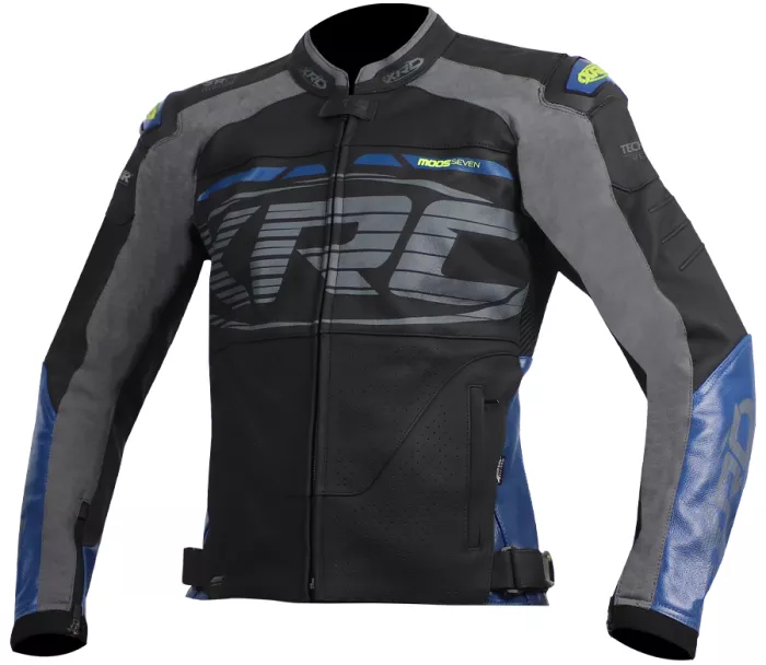 Kožená bunda na moto XRC Moos blk/blue/grey