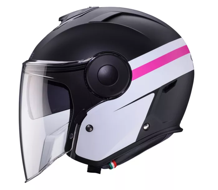 Otvorená helma Caberg Soho Zephyr matt black/white/fuchsia