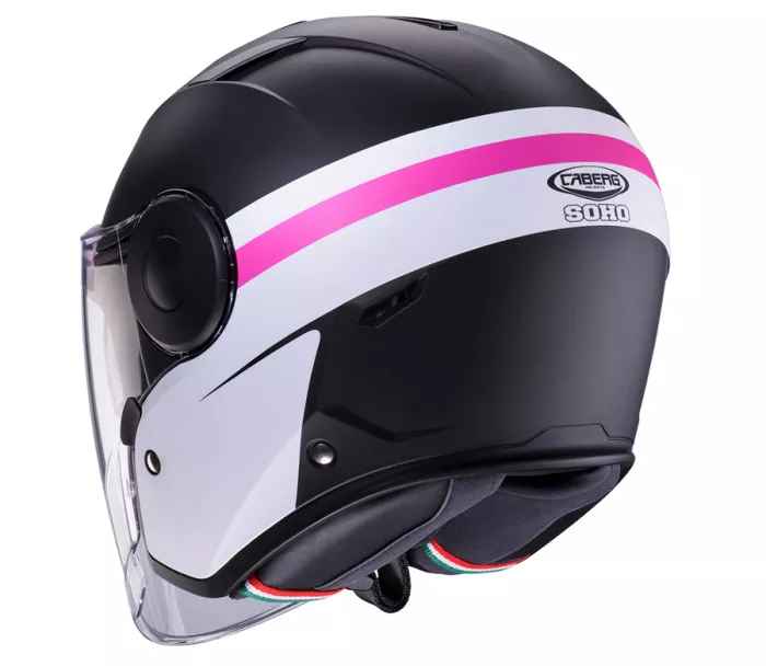 Otvorená helma Caberg Soho Zephyr matt black/white/fuchsia