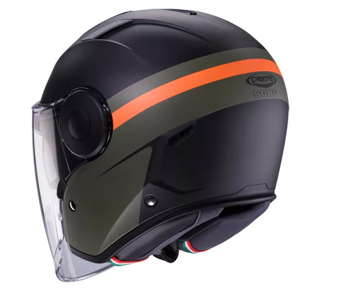 Otvorená helma Caberg Soho Zephyr matt black/military green/orange